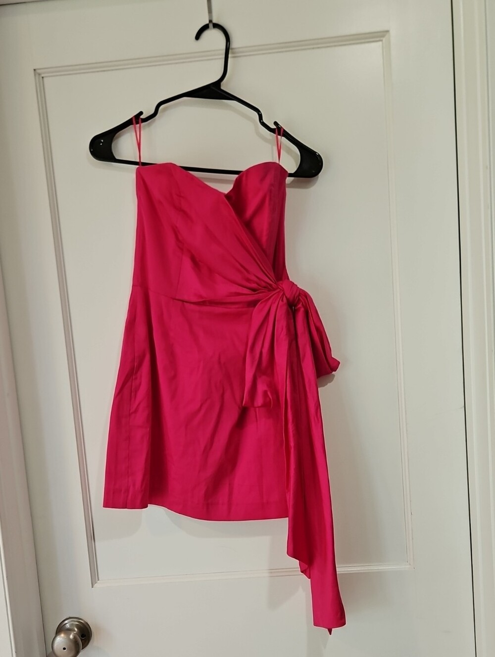 NWT French Connnection Size 2 Strapless Hot Pink Tie-Waist Cocktail Dress